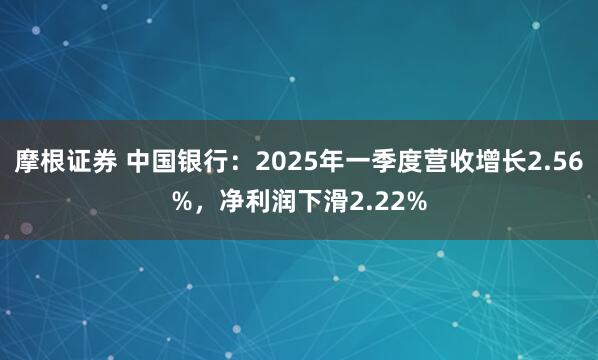 摩根证券 中国银行：2025年一季度营收增长2.56%，净利润下滑2.22%
